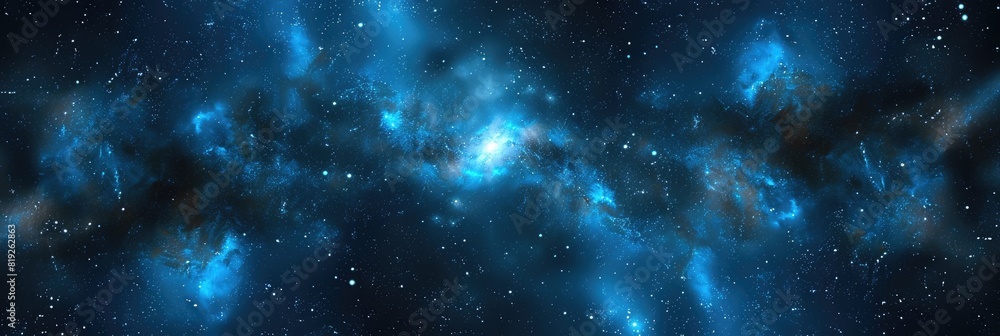 Blue Background With Stars. Abstract Milky Way Galaxy with Nebula in Starry Sky