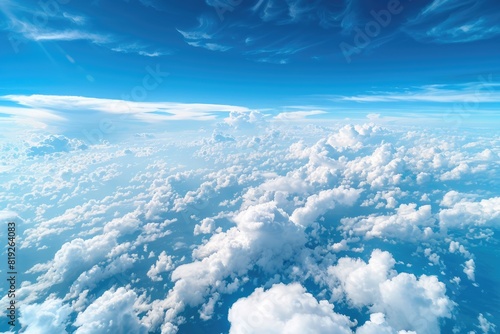Heaven Sky Background. Dreamy Cloudscape in Beautiful Blue Sky