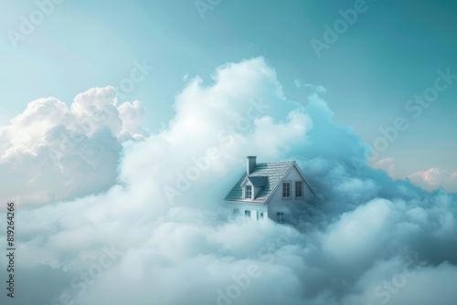 House Cloud Form: Beautiful Blue Clouds in Air as Basic Art Background
