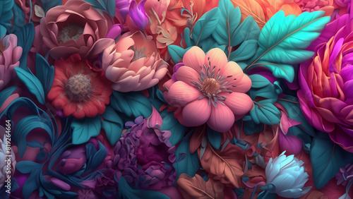 Wallpaper Mural Abstract fantasy wallpaper with botanical flower special background design Torontodigital.ca