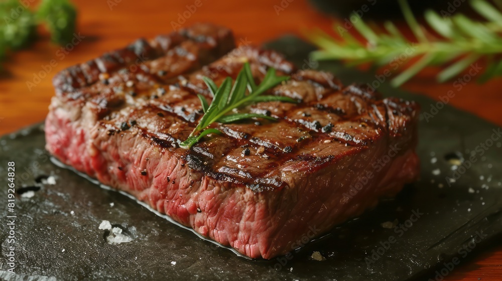 Kobe beef steak. Grade A Kobe beef steak served at a fine dining Japanese restaurant on a hot rock. Kobe beef steak. Grade A Kobe beef steak served at a fine dining Japanese restaurant on a hot rock.