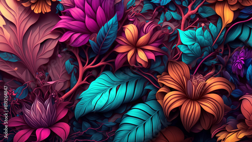 Abstract fantasy wallpaper with botanical flower special background design