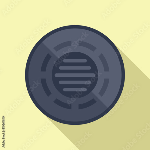 Vector graphic of a stylized manhole cover with shadow on a yellow background