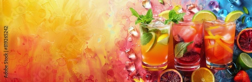 Vibrant Painting of Fruits and Juices