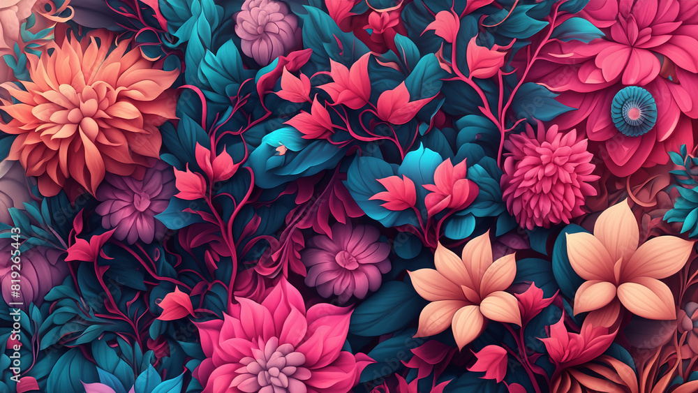 Abstract fantasy wallpaper with botanical flower special background design Abstract fantasy wallpaper with botanical flower special background design