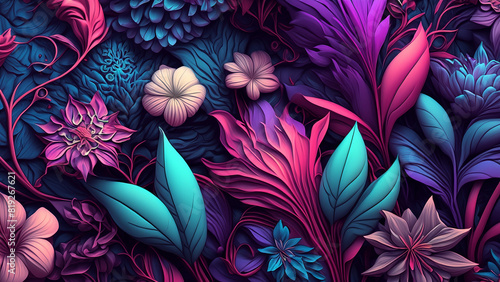 Abstract fantasy wallpaper with botanical flower special background design