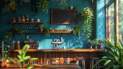 The Interior of a Restaurant With a Bar and Plants