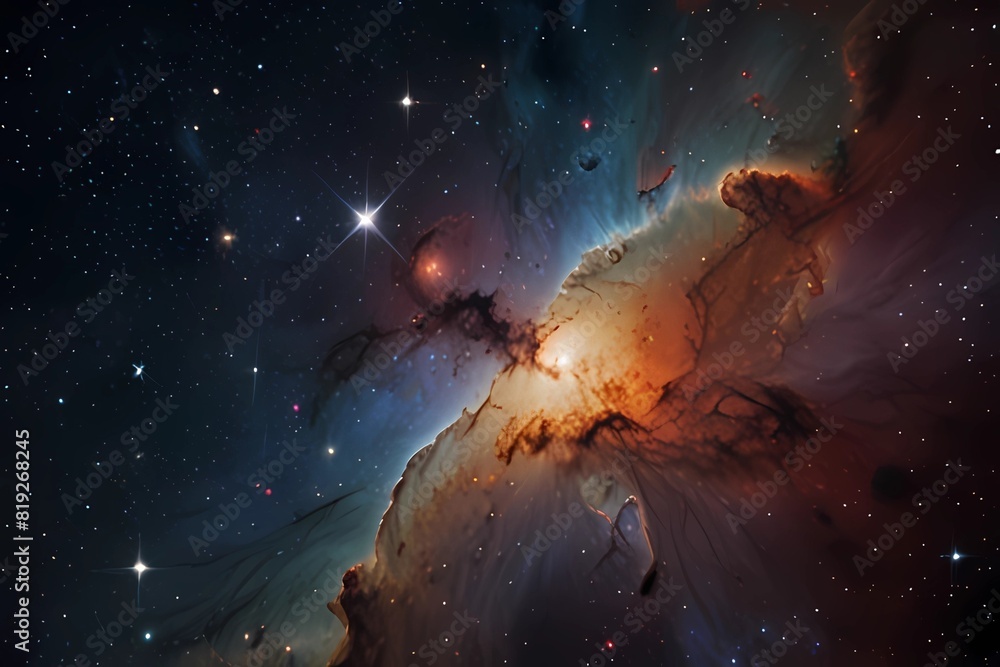 Fototapeta premium Very realistic stellar field with nebulae 