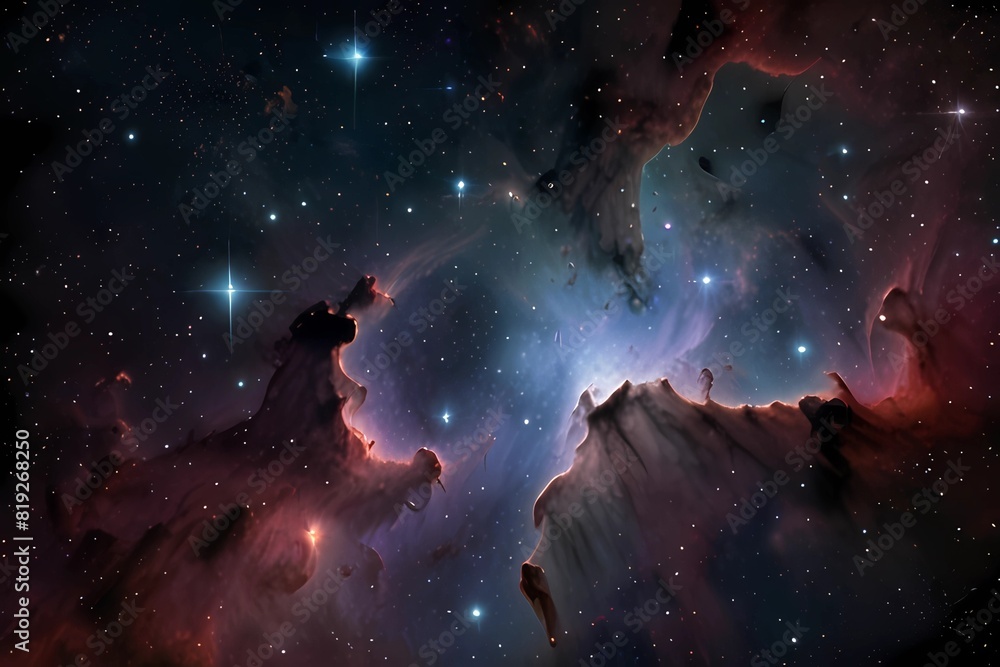 Fototapeta premium Very realistic stellar field with nebulae 