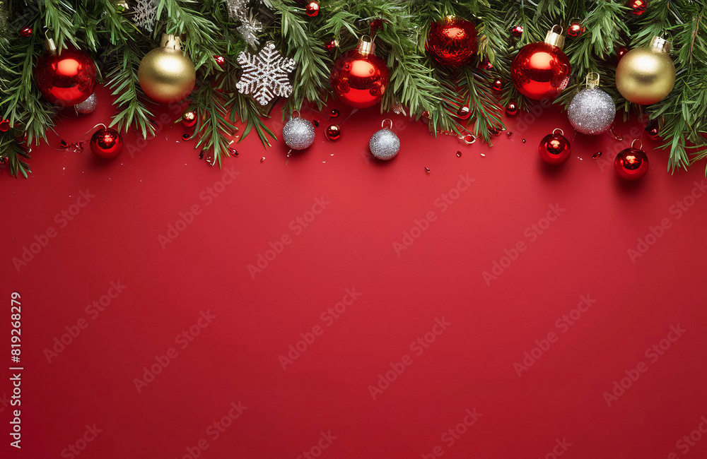 Merry Christmas and happy New Year red background
