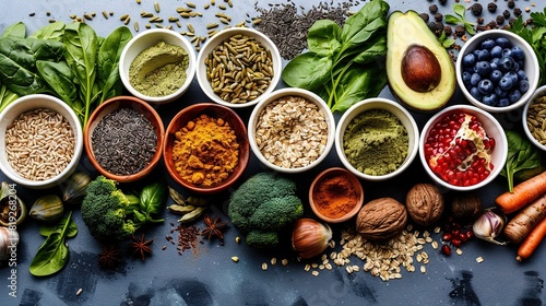 Wallpaper Mural   A table with various fruit and vegetable bowls and a nut pile beside it Torontodigital.ca