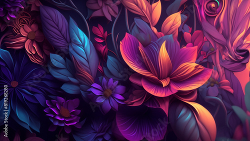 Abstract fantasy wallpaper with botanical flower special background design photo