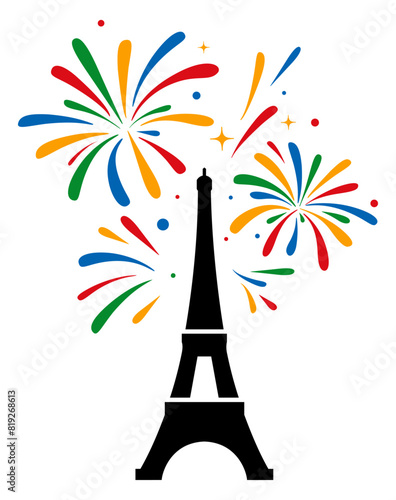 Obraz na płótnie TOUR EIFFEL ET FEU D'ARTIFICE COLORÉ w salonie