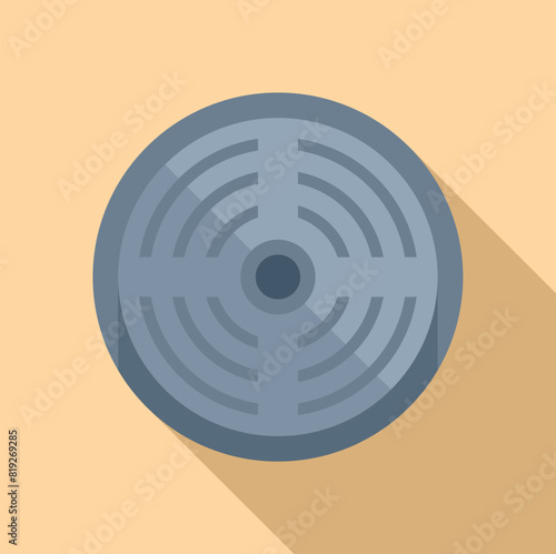 Vector illustration of a flat design sewer manhole cover on a beige background