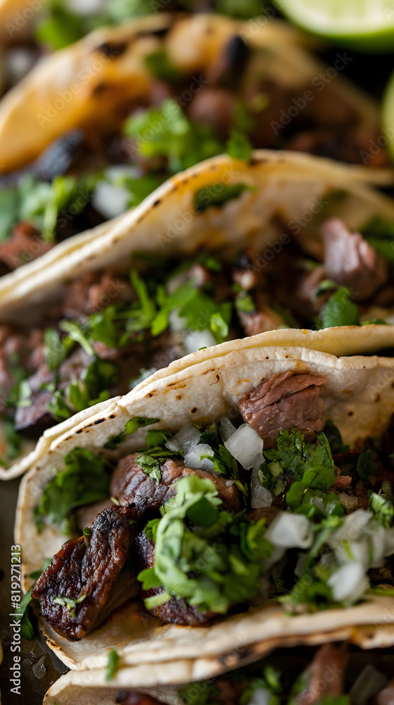 Delicious Grilled Steak Tacos with Fresh Vegetables and Lime Wedges Delicious Grilled Steak Tacos with Fresh Vegetables and Lime Wedges