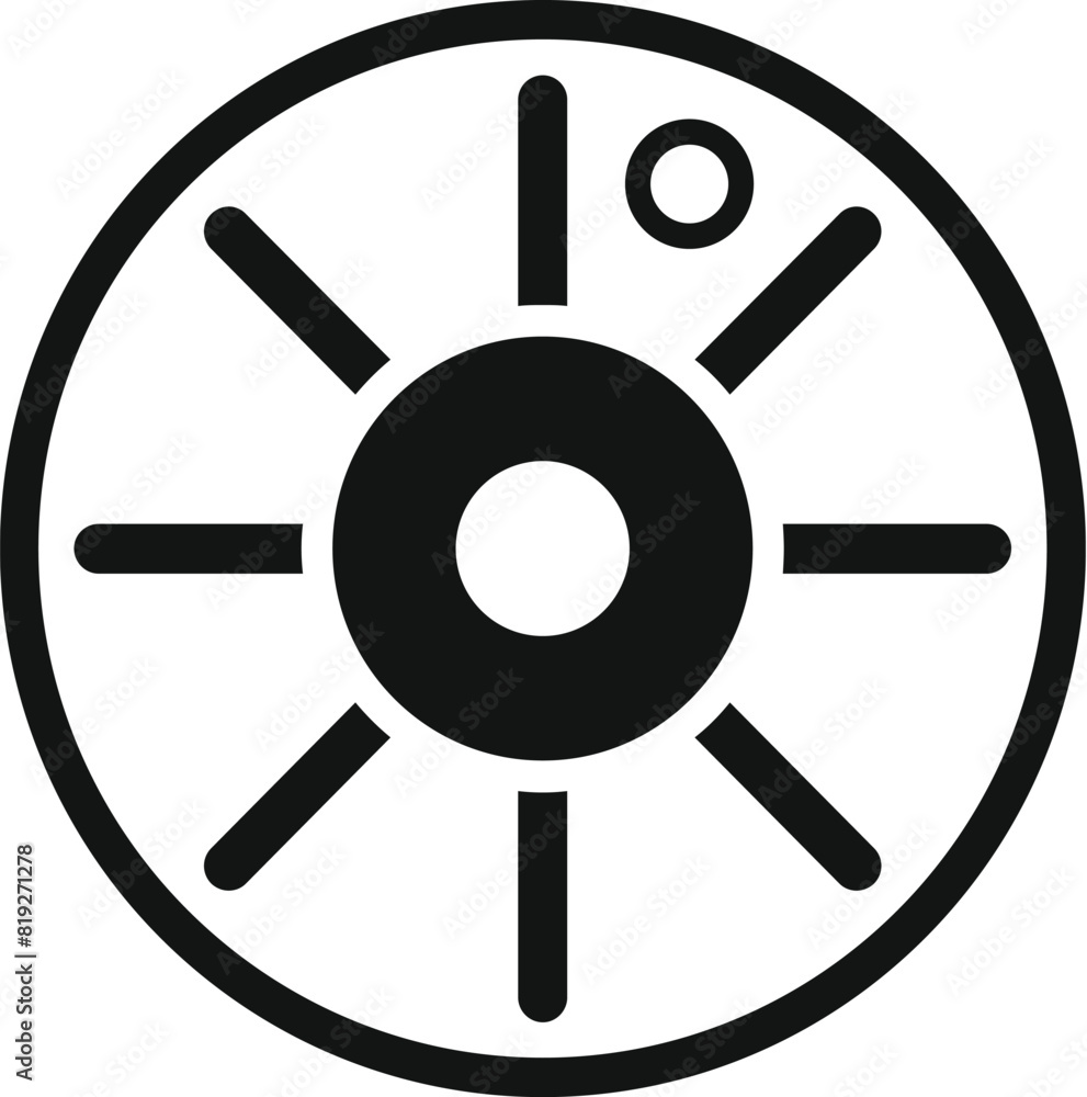 Obraz premium Simplistic black and white graphic of a stylized sun symbol, ideal for logos and design elements