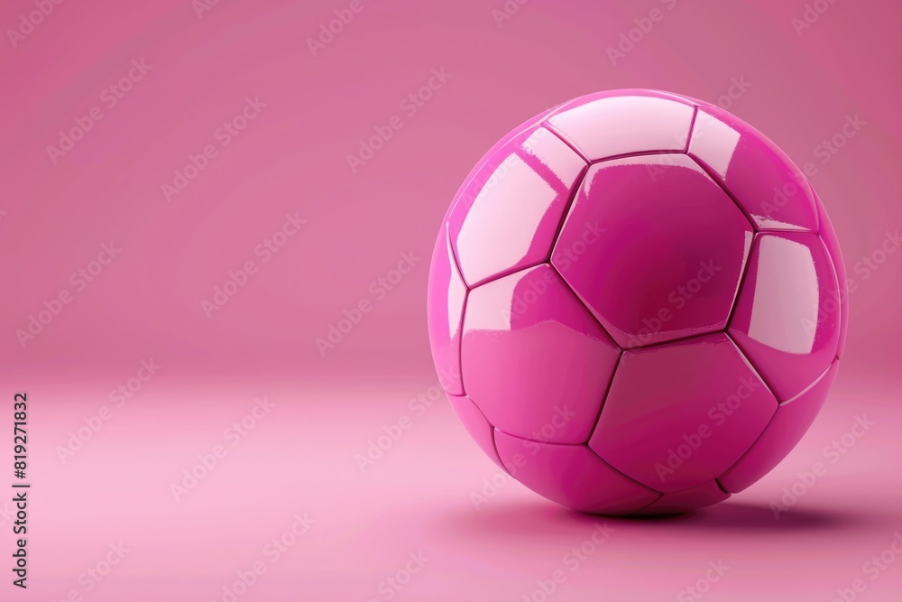 Fototapeta premium Pink soccer ball isolated on pink background