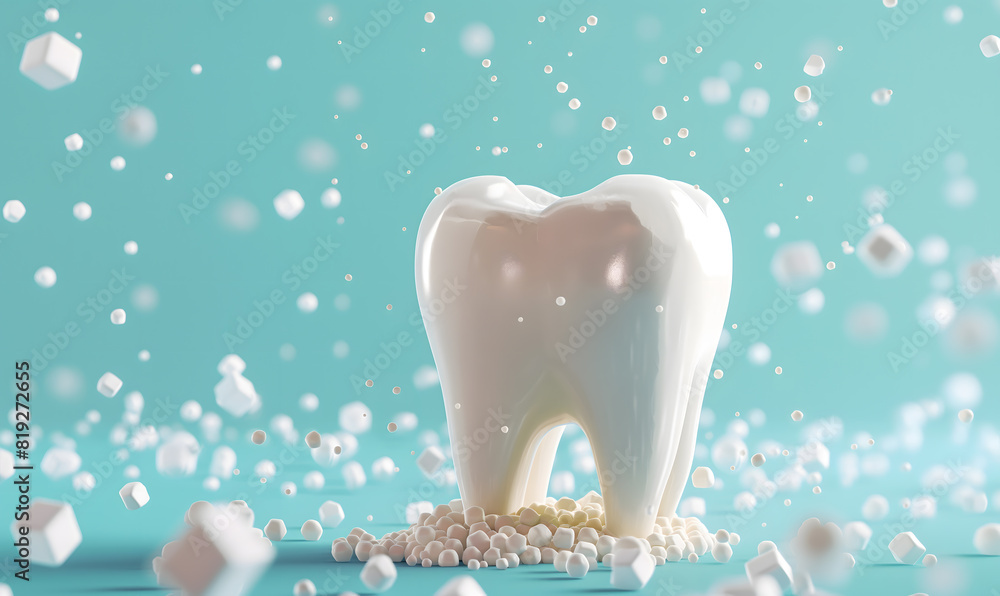 3D Rendered Illustration of a Pristine White Tooth on a Blue Background 3D Rendered Illustration of a Pristine White Tooth on a Blue Background
