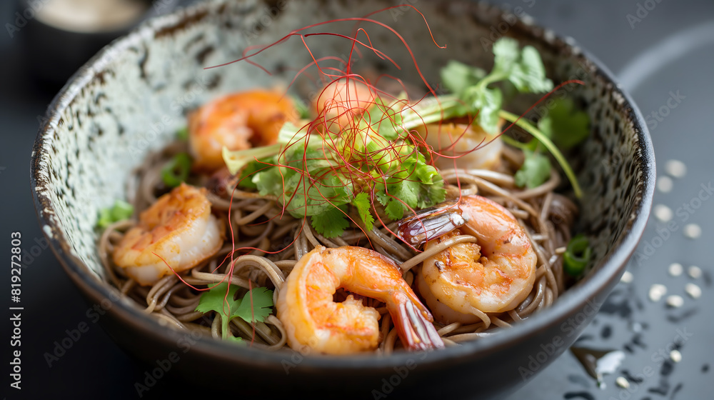 Succulent Shrimp Stir-Fry with Noodles and Fresh Herbs