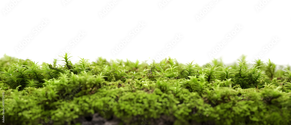 Vibrant Green Moss Landscape with a Touch of Mist in the Background
