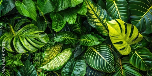 Plants and leaves of the Amazonian vegetation, tropical green leaf contrast, Vibrant Tones, nature backdrop
