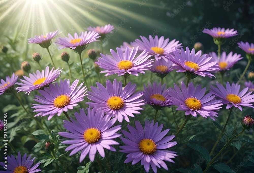 Fototapeta premium Aster flower closeup Realistic Light understand sun light significantly summer season flower concept