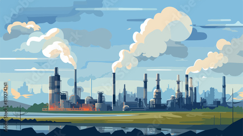 Vector chemical industrial landscape background. In