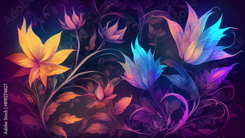 Abstract fantasy wallpaper with botanical flower special background design
