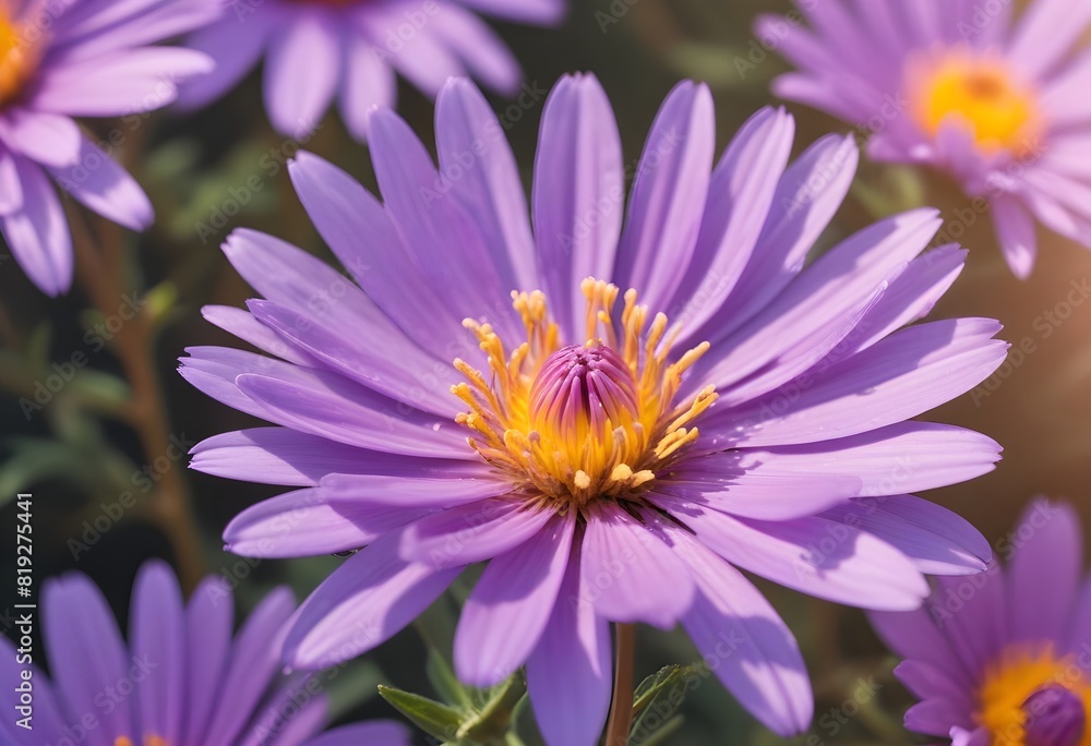 Fototapeta premium Aster flower closeup Realistic Light understand sun light significantly summer season flower concept