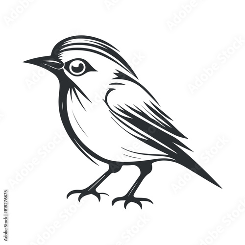 Cute bird vector black and white cartoon character design collection. White background, Animals.