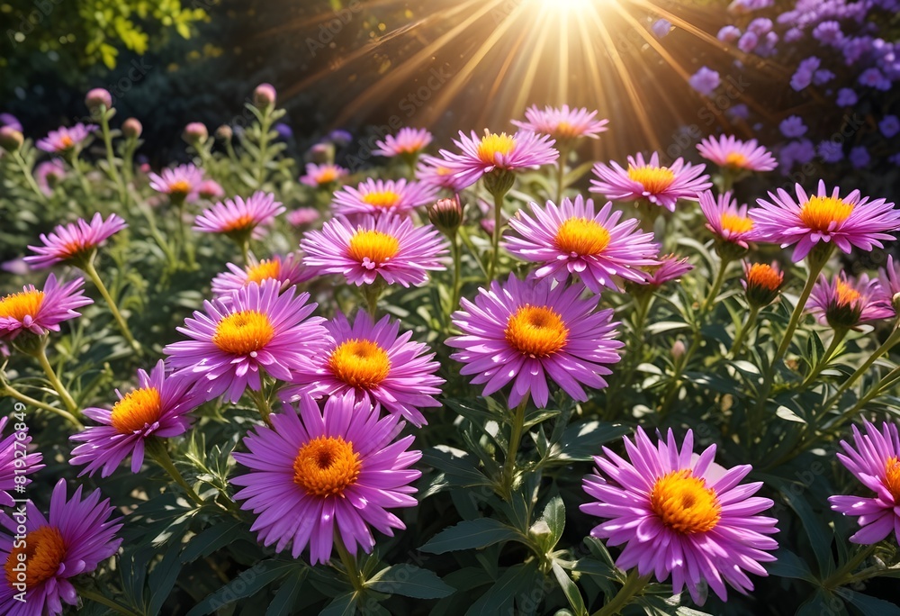 Fototapeta premium Aster flower closeup Realistic Light understand sun light significantly summer season flower concept