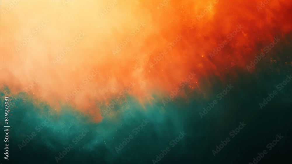 Fototapeta premium Smooth orange, green grainy gradient backdrop poster. Website menu sport banner background.