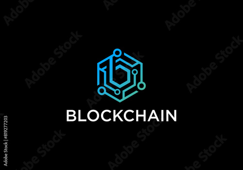 Network technology blockchain with initial b logo design inspiration