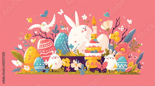 vector easter holiday poster banner background temp