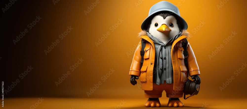 banner with dressed penguin with space to write message banner with dressed penguin with space to write message