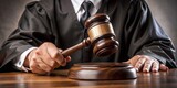 judge knocks wooden gavel courtroom court house sentenced judge robe tie
