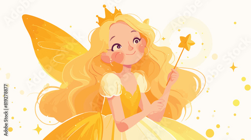 Vector fairy girl illustration on white background.