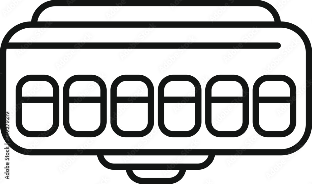 Simplified line art illustration of ram memory stick icon on a white ...