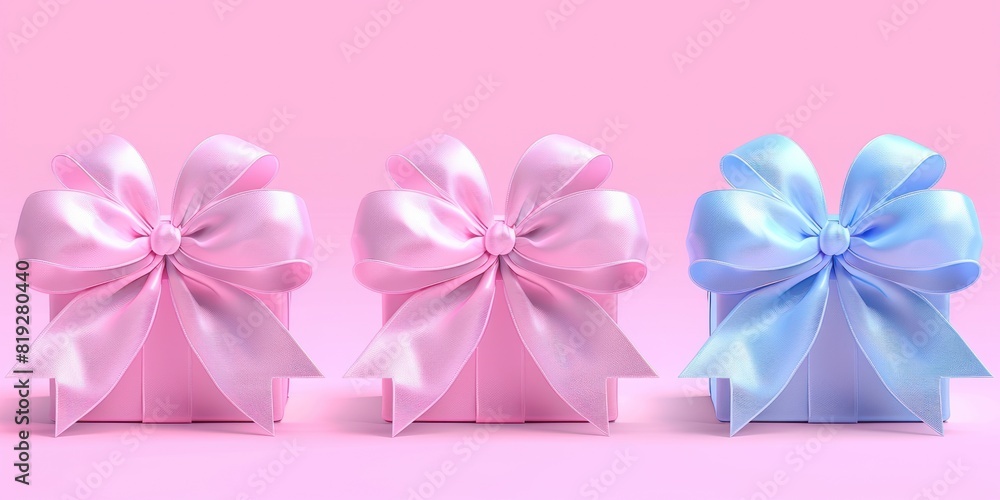 Three Vibrant Bows Adorning Pink Elegance Three Vibrant Bows Adorning Pink Elegance