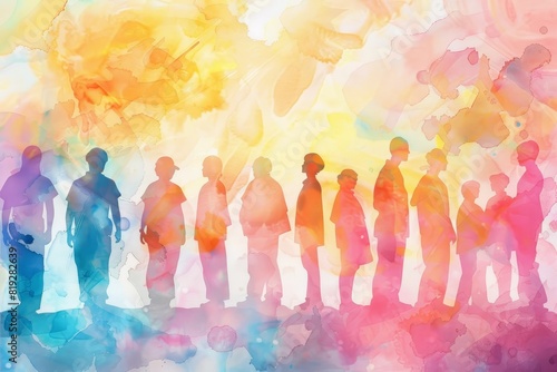 Vibrant Watercolor Silhouettes of Dedicated Healthcare Professionals Depicting Their Compassionate Service and Heartwarming Presence in the Community
