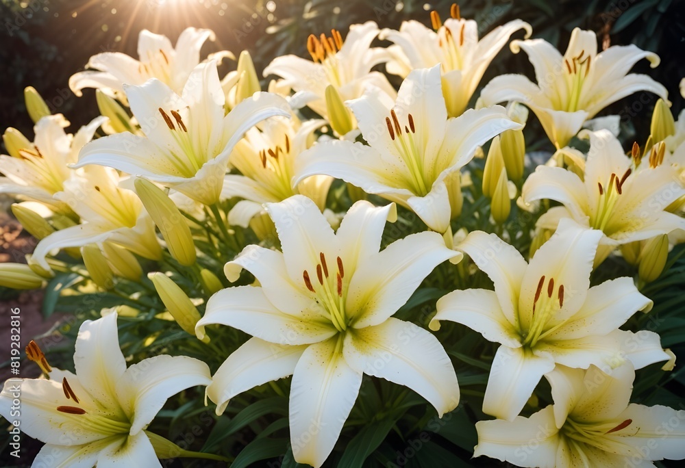 Fototapeta premium Lilies flower closeup Realistic Light understand sun light significantly summer season flower concept