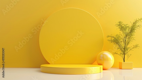 Podium Display on Sunny Yellow Backdrop