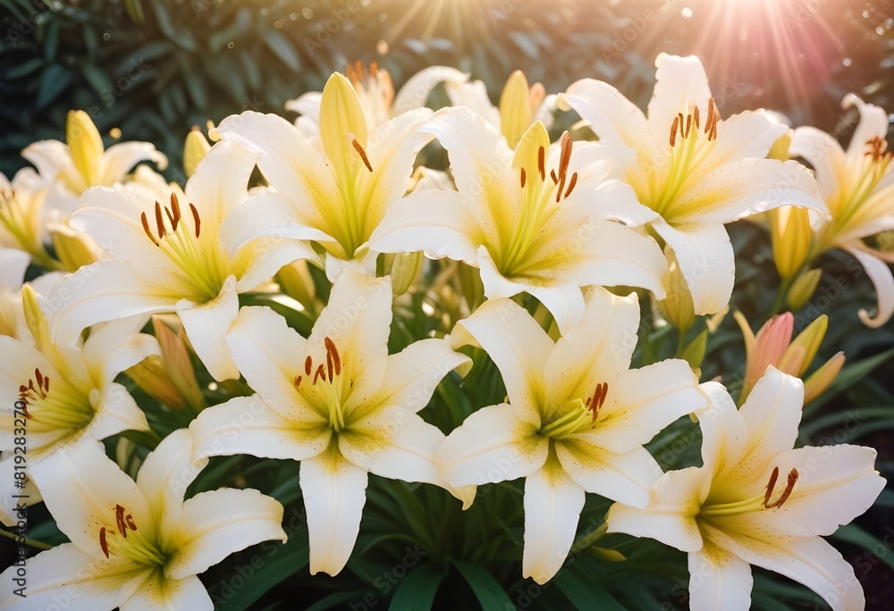 Fototapeta premium Lilies flower closeup Realistic Light understand sun light significantly summer season flower concept