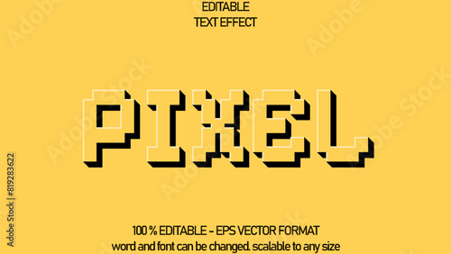 pixel retro text effect style, editable text effect