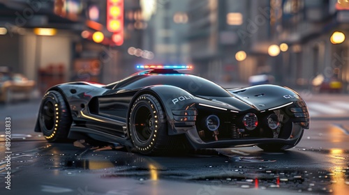 Police car of a beautiful Transportation with futuristic design photo