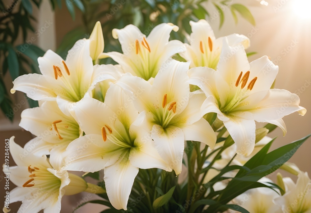 Fototapeta premium Lilies flower closeup Realistic Light understand sun light significantly summer season flower concept