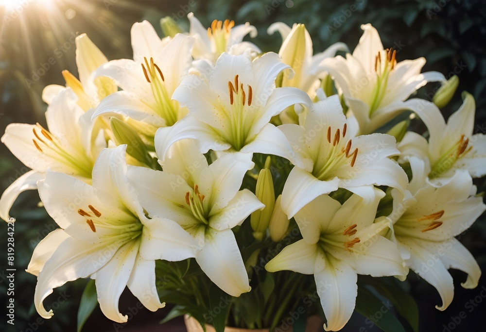Fototapeta premium Lilies flower closeup Realistic Light understand sun light significantly summer season flower concept