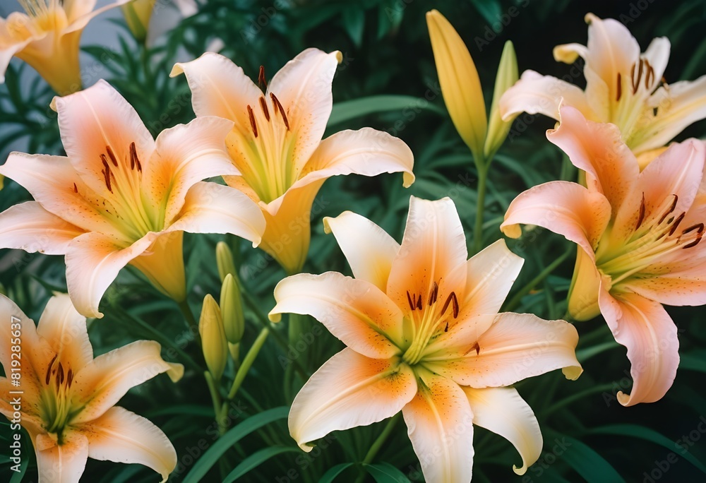 Fototapeta premium Lilies flower closeup Realistic Light understand sun light significantly summer season flower concept