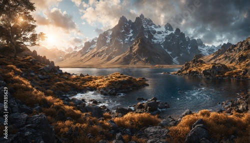 Wunderschöne cinematische Berglandschaft mit Wolken