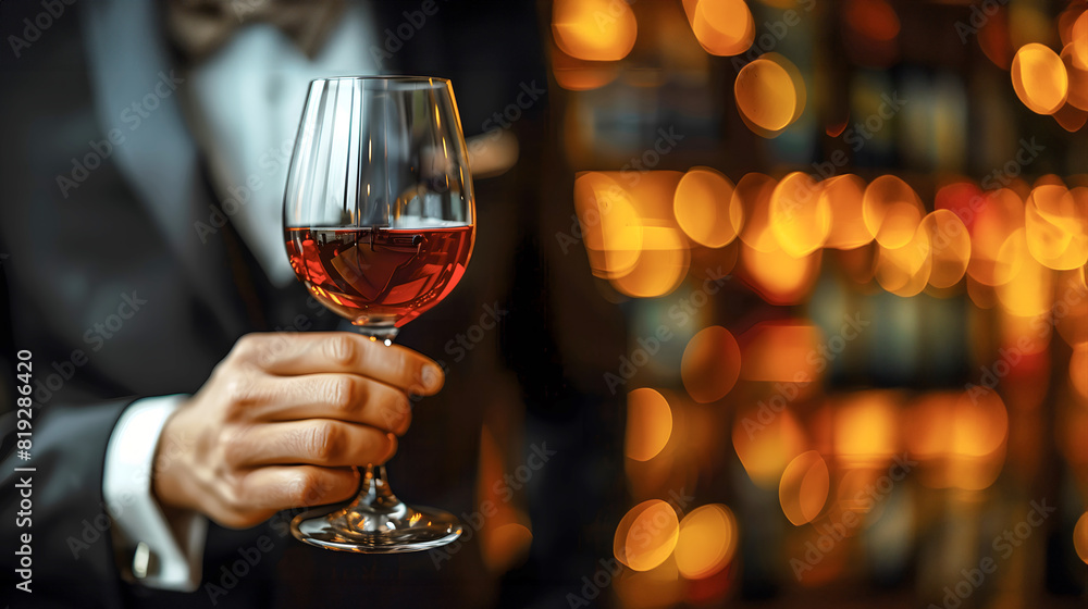 Elegant Male Hand Holding A Glass Of Red Wine Elegant Male Hand Holding A Glass Of Red Wine